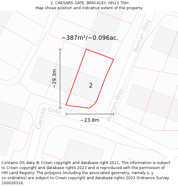 2, CAESARS GATE, BRACKLEY, NN13 7NH: Plot and title map