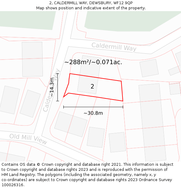 2, CALDERMILL WAY, DEWSBURY, WF12 9QP: Plot and title map