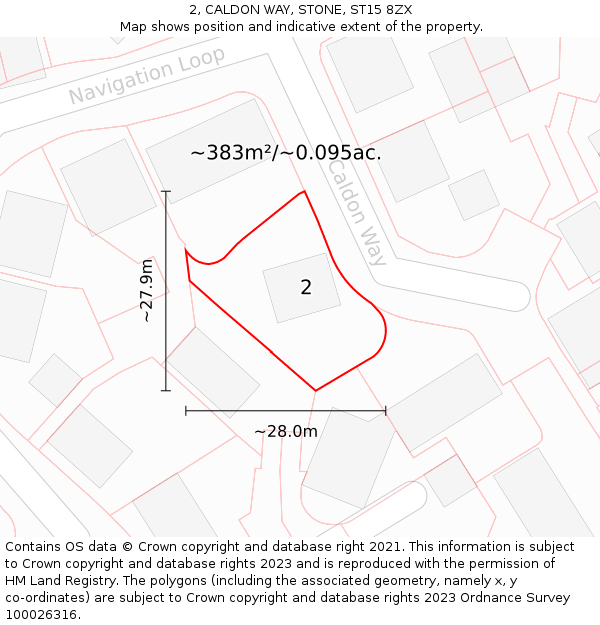 2, CALDON WAY, STONE, ST15 8ZX: Plot and title map