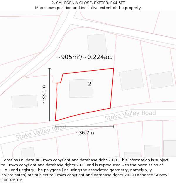 2, CALIFORNIA CLOSE, EXETER, EX4 5ET: Plot and title map