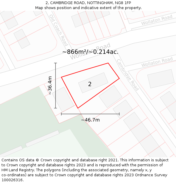 2, CAMBRIDGE ROAD, NOTTINGHAM, NG8 1FP: Plot and title map