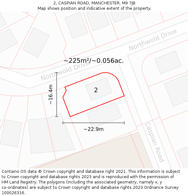 2, CASPIAN ROAD, MANCHESTER, M9 7JB: Plot and title map