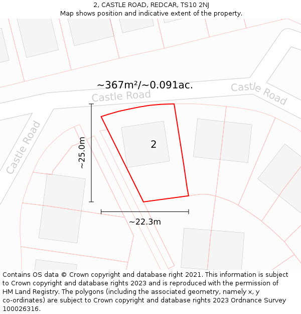 2, CASTLE ROAD, REDCAR, TS10 2NJ: Plot and title map