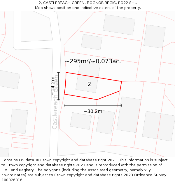 2, CASTLEREAGH GREEN, BOGNOR REGIS, PO22 8HU: Plot and title map