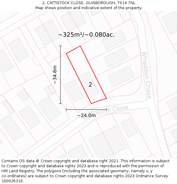 2, CATTISTOCK CLOSE, GUISBOROUGH, TS14 7NL: Plot and title map