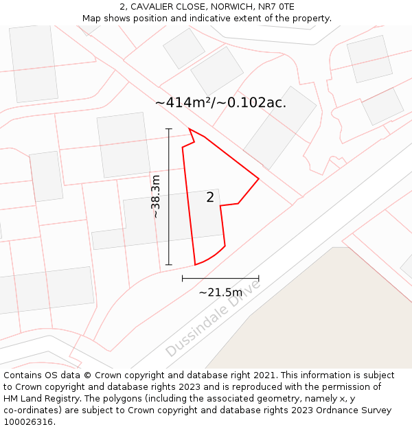 2, CAVALIER CLOSE, NORWICH, NR7 0TE: Plot and title map