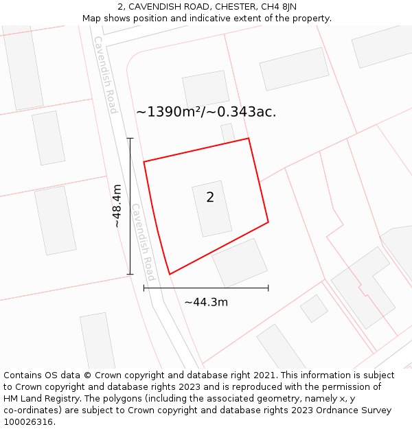 2, CAVENDISH ROAD, CHESTER, CH4 8JN: Plot and title map