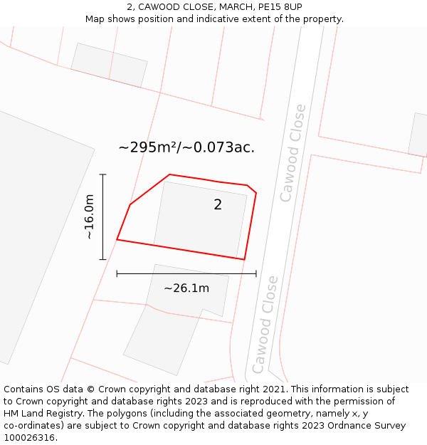 2, CAWOOD CLOSE, MARCH, PE15 8UP: Plot and title map