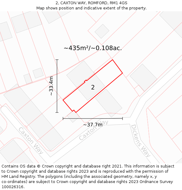 2, CAXTON WAY, ROMFORD, RM1 4GS: Plot and title map