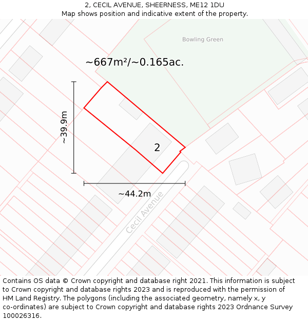 2, CECIL AVENUE, SHEERNESS, ME12 1DU: Plot and title map