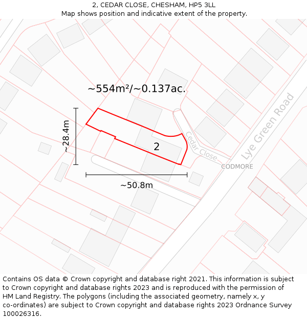 2, CEDAR CLOSE, CHESHAM, HP5 3LL: Plot and title map