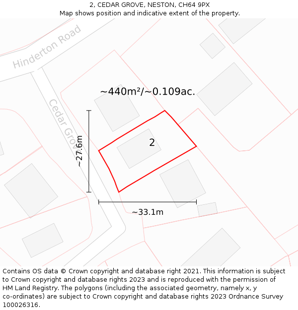 2, CEDAR GROVE, NESTON, CH64 9PX: Plot and title map