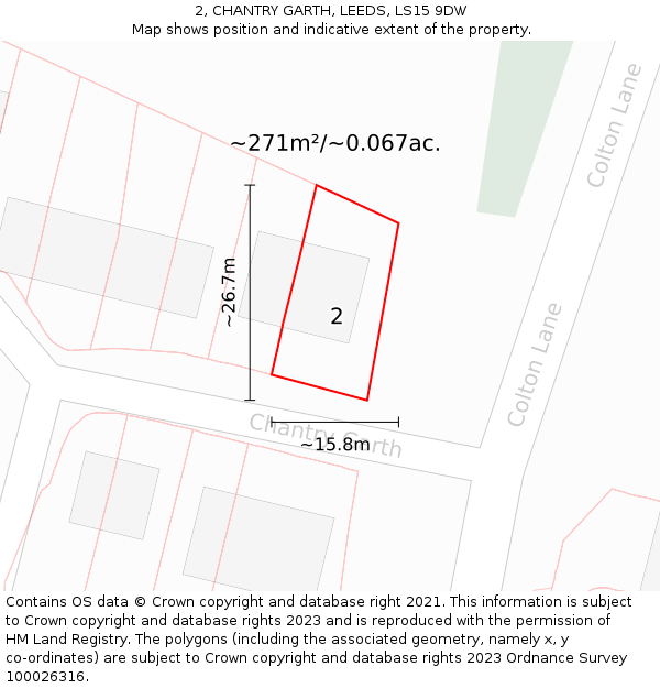 2, CHANTRY GARTH, LEEDS, LS15 9DW: Plot and title map