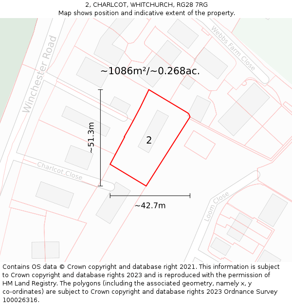 2, CHARLCOT, WHITCHURCH, RG28 7RG: Plot and title map