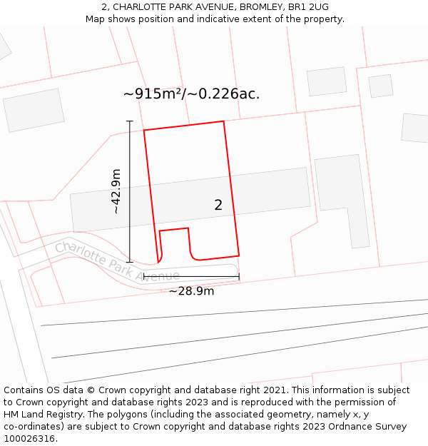 2, CHARLOTTE PARK AVENUE, BROMLEY, BR1 2UG: Plot and title map