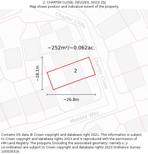 2, CHARTER CLOSE, DEVIZES, SN10 2SJ: Plot and title map