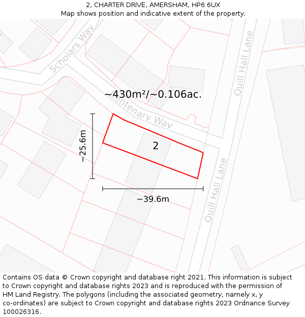 2, CHARTER DRIVE, AMERSHAM, HP6 6UX: Plot and title map