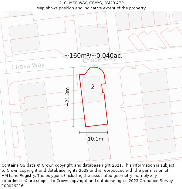 2, CHASE WAY, GRAYS, RM20 4BP: Plot and title map