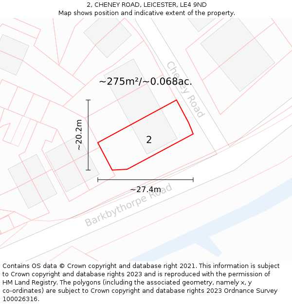 2, CHENEY ROAD, LEICESTER, LE4 9ND: Plot and title map