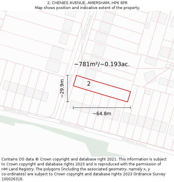 2, CHENIES AVENUE, AMERSHAM, HP6 6PR: Plot and title map