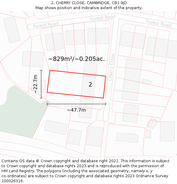 2, CHERRY CLOSE, CAMBRIDGE, CB1 9JD: Plot and title map