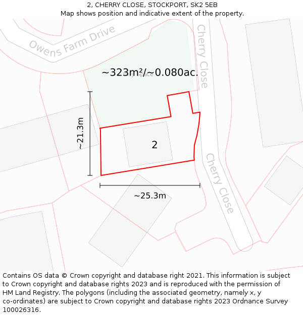 2, CHERRY CLOSE, STOCKPORT, SK2 5EB: Plot and title map