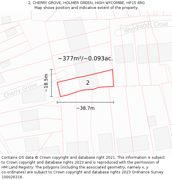 2, CHERRY GROVE, HOLMER GREEN, HIGH WYCOMBE, HP15 6RG: Plot and title map