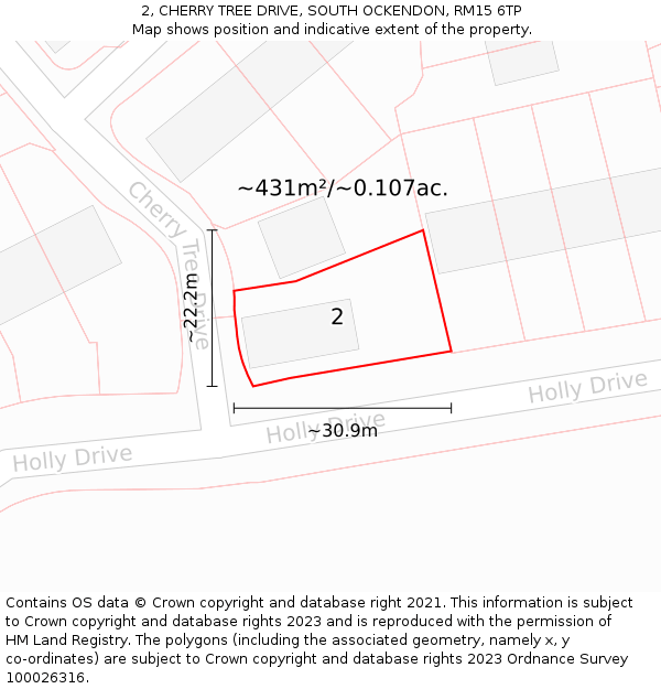 2, CHERRY TREE DRIVE, SOUTH OCKENDON, RM15 6TP: Plot and title map