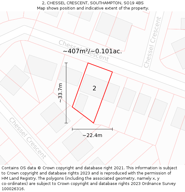 2, CHESSEL CRESCENT, SOUTHAMPTON, SO19 4BS: Plot and title map