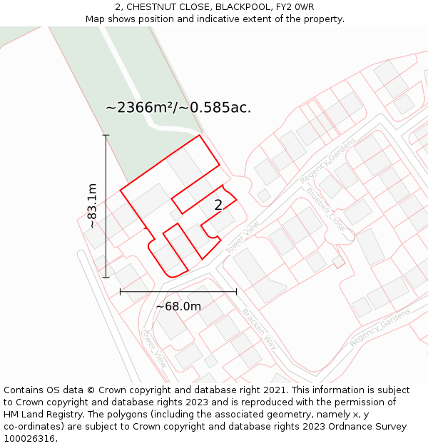 2, CHESTNUT CLOSE, BLACKPOOL, FY2 0WR: Plot and title map