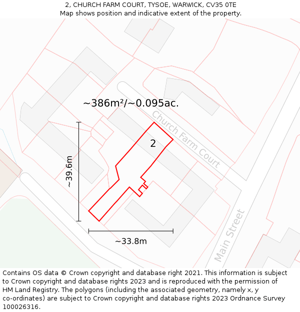 2, CHURCH FARM COURT, TYSOE, WARWICK, CV35 0TE: Plot and title map