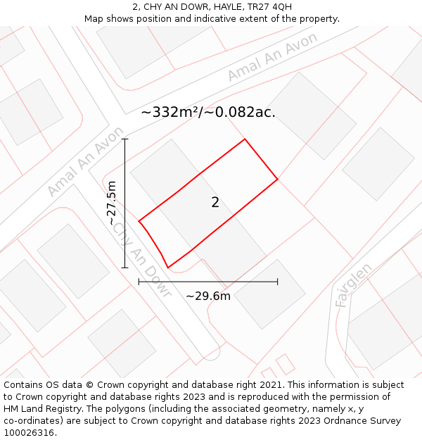 2, CHY AN DOWR, HAYLE, TR27 4QH: Plot and title map