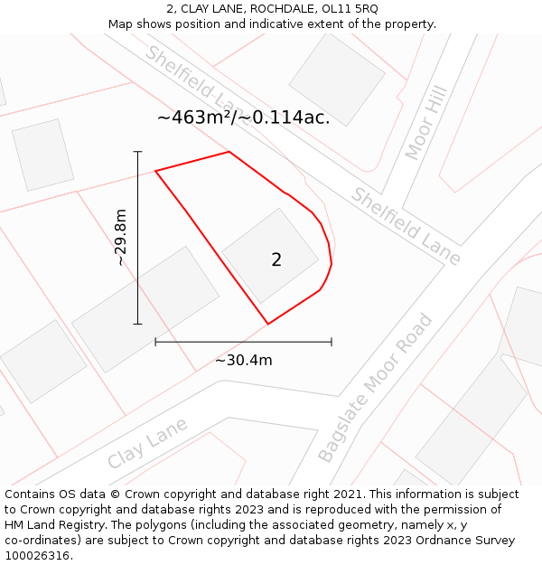 2, CLAY LANE, ROCHDALE, OL11 5RQ: Plot and title map