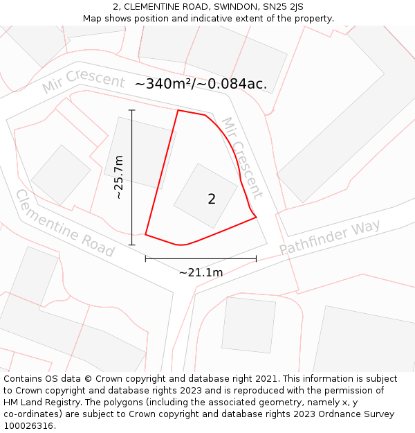 2, CLEMENTINE ROAD, SWINDON, SN25 2JS: Plot and title map