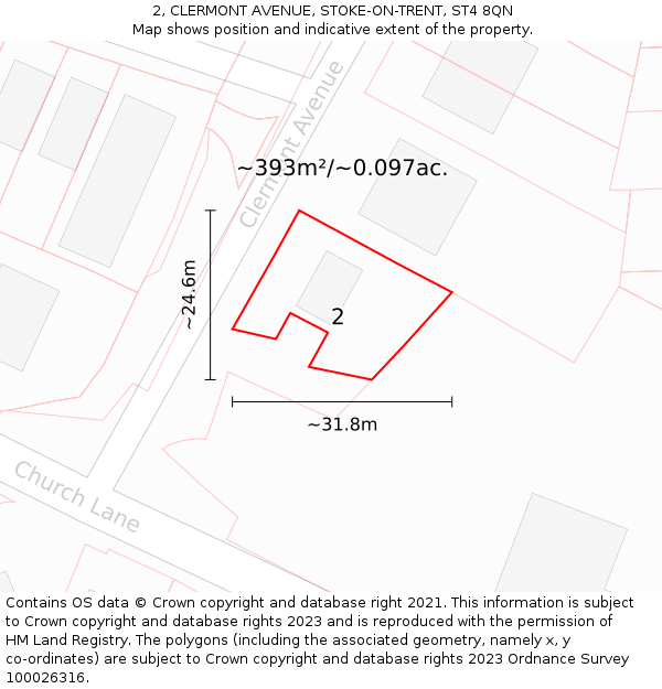 2, CLERMONT AVENUE, STOKE-ON-TRENT, ST4 8QN: Plot and title map