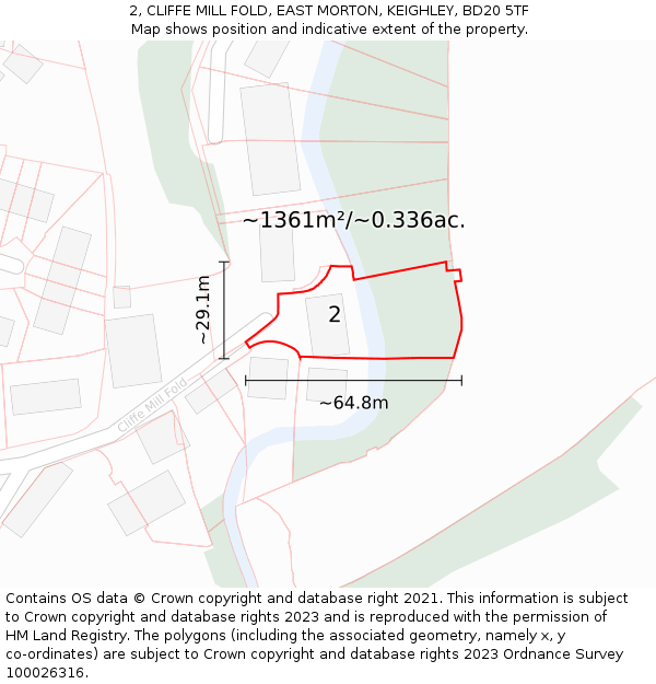 2, CLIFFE MILL FOLD, EAST MORTON, KEIGHLEY, BD20 5TF: Plot and title map