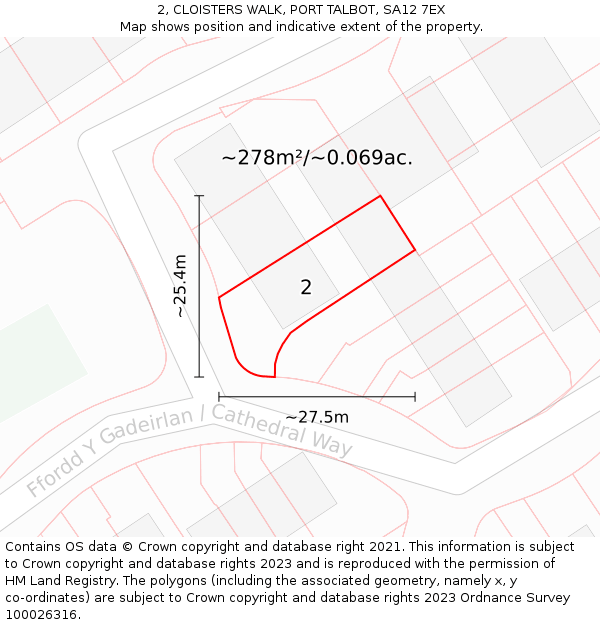 2, CLOISTERS WALK, PORT TALBOT, SA12 7EX: Plot and title map