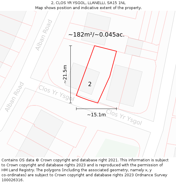 2, CLOS YR YSGOL, LLANELLI, SA15 1NL: Plot and title map