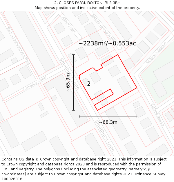 2, CLOSES FARM, BOLTON, BL3 3RH: Plot and title map