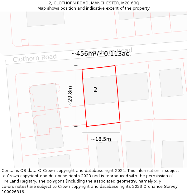 2, CLOTHORN ROAD, MANCHESTER, M20 6BQ: Plot and title map