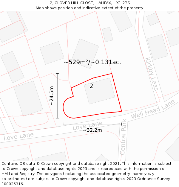 2, CLOVER HILL CLOSE, HALIFAX, HX1 2BS: Plot and title map