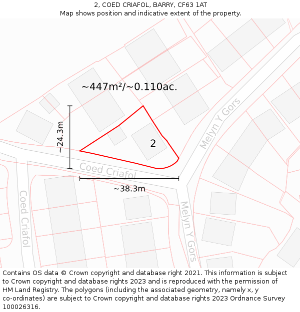 2, COED CRIAFOL, BARRY, CF63 1AT: Plot and title map