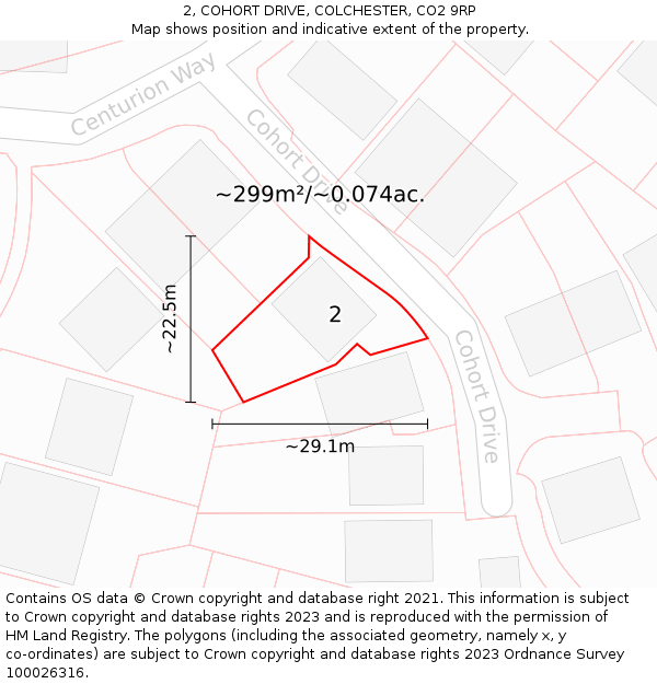2, COHORT DRIVE, COLCHESTER, CO2 9RP: Plot and title map