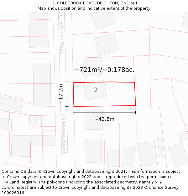 2, COLEBROOK ROAD, BRIGHTON, BN1 5JH: Plot and title map