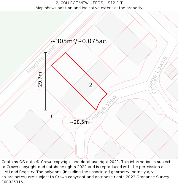 2, COLLEGE VIEW, LEEDS, LS12 3LT: Plot and title map