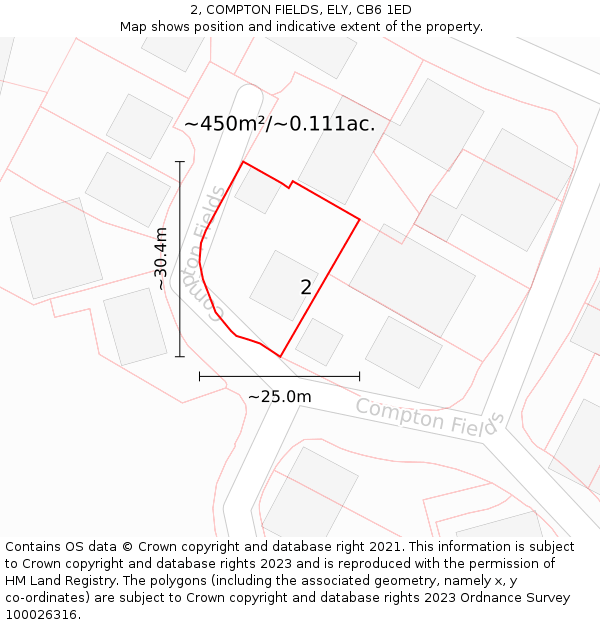 2, COMPTON FIELDS, ELY, CB6 1ED: Plot and title map