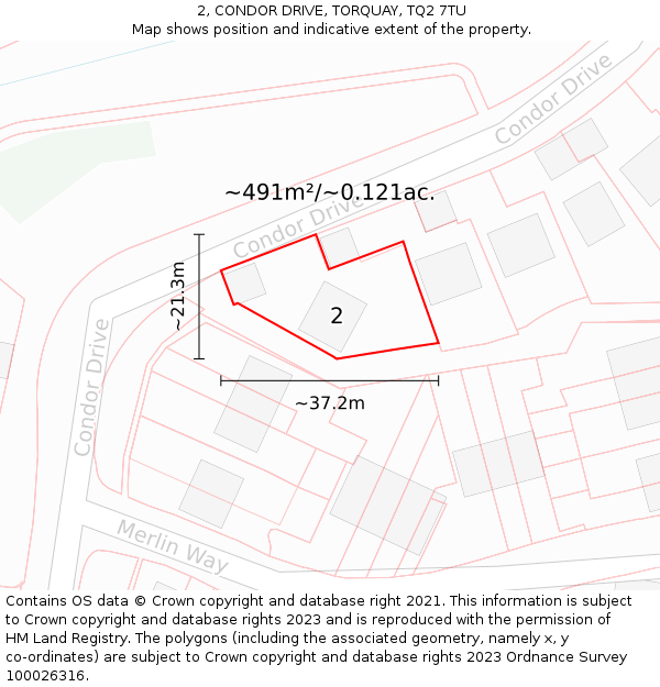 2, CONDOR DRIVE, TORQUAY, TQ2 7TU: Plot and title map