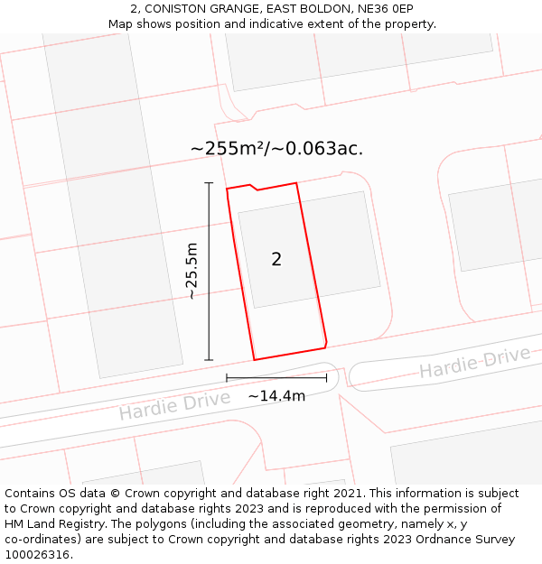 2, CONISTON GRANGE, EAST BOLDON, NE36 0EP: Plot and title map