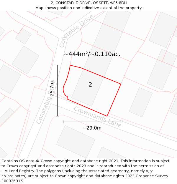 2, CONSTABLE DRIVE, OSSETT, WF5 8DH: Plot and title map