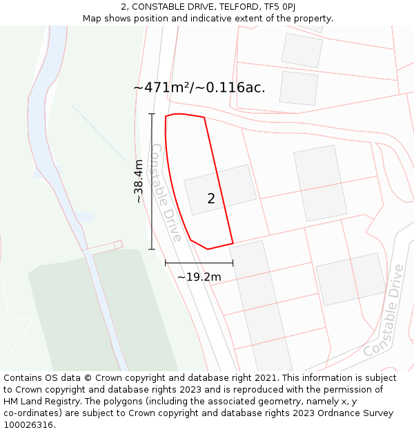 2, CONSTABLE DRIVE, TELFORD, TF5 0PJ: Plot and title map
